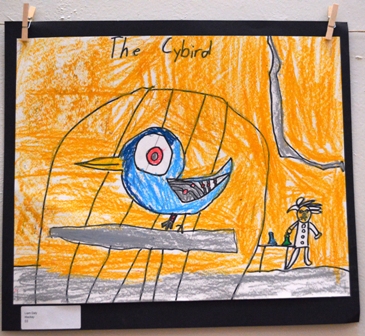 2015 March-April Pine Hill grade 3 realistic bird sculptures and imagination bird pastels (12)