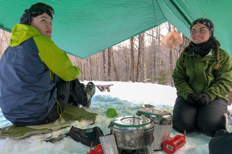 Camp cooking in winter