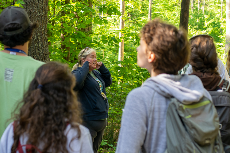 Wildwood Director Becky Gilles leading a Beginning Birding class