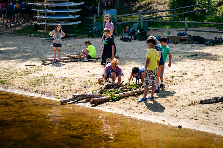 Constructing rafts on the waterfront