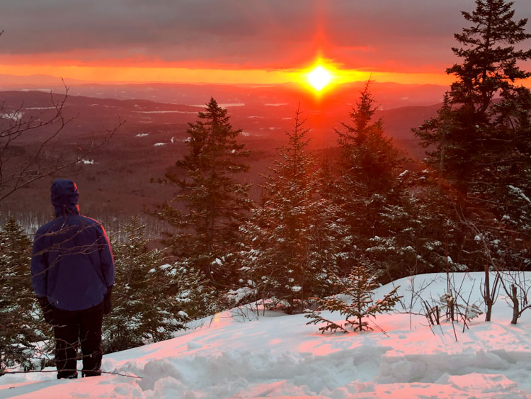 Sunset from Mount Cardigan during the 2019 Winter in the Whites Teen Adventure Trip