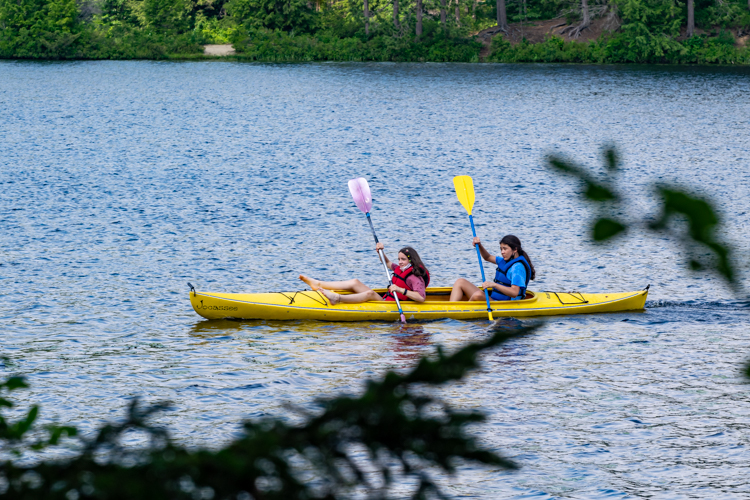 Two Session 2 campers out for a kayak during afternoon DGs