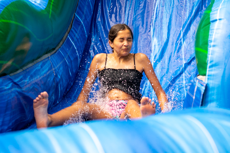 Making a splash on the water slide