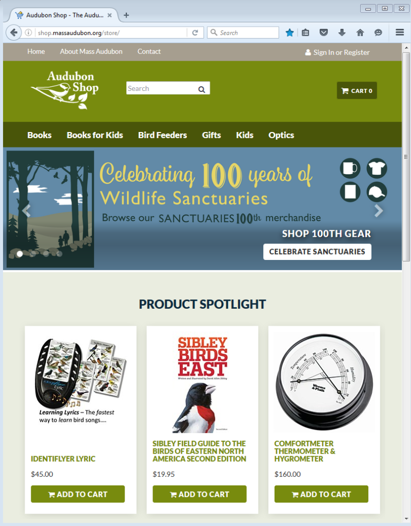 Audubon Shop Screen Capture