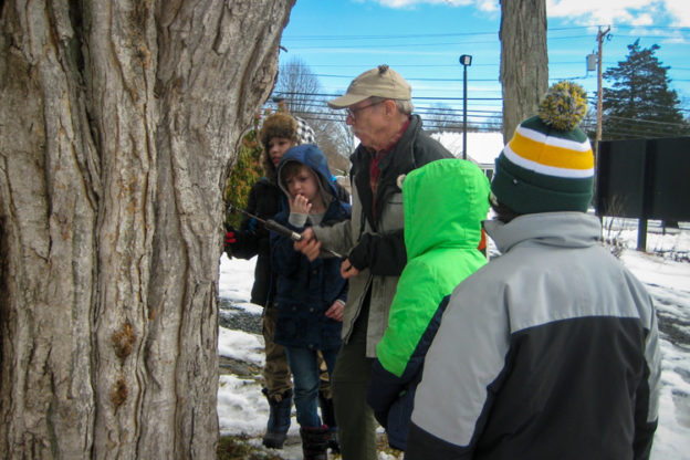 Otter Brown leading a maple sugaring program at Oak Knoll